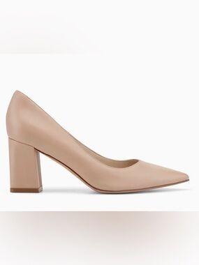 Marc Fischer Zala Block heel Pointy toe Leather pump Size 5 Neutral career